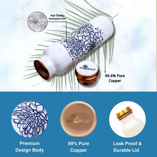 Blue Flower Copper Bottle (950 ml)