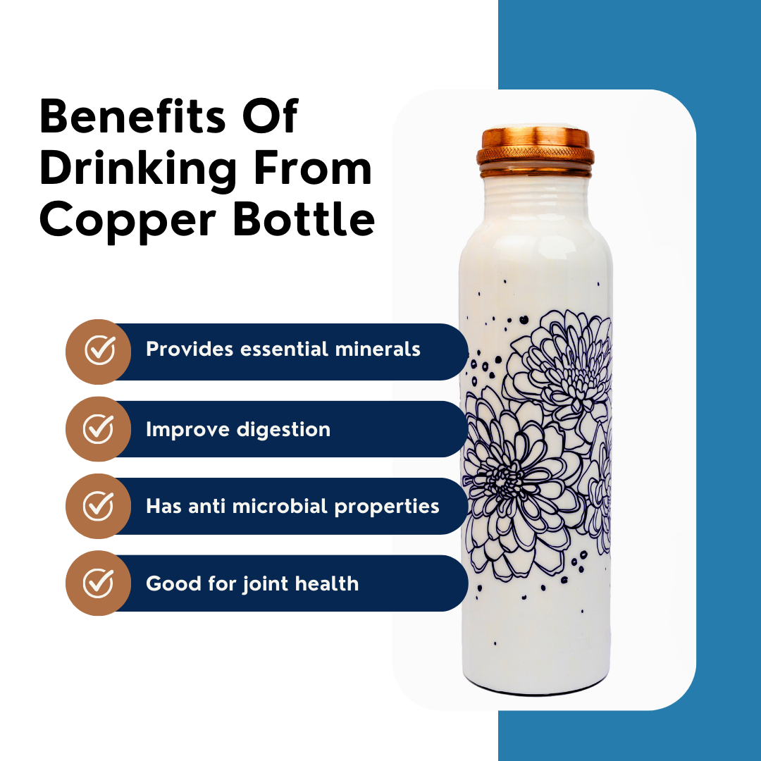 Blue Flower Copper Bottle (950 ml)