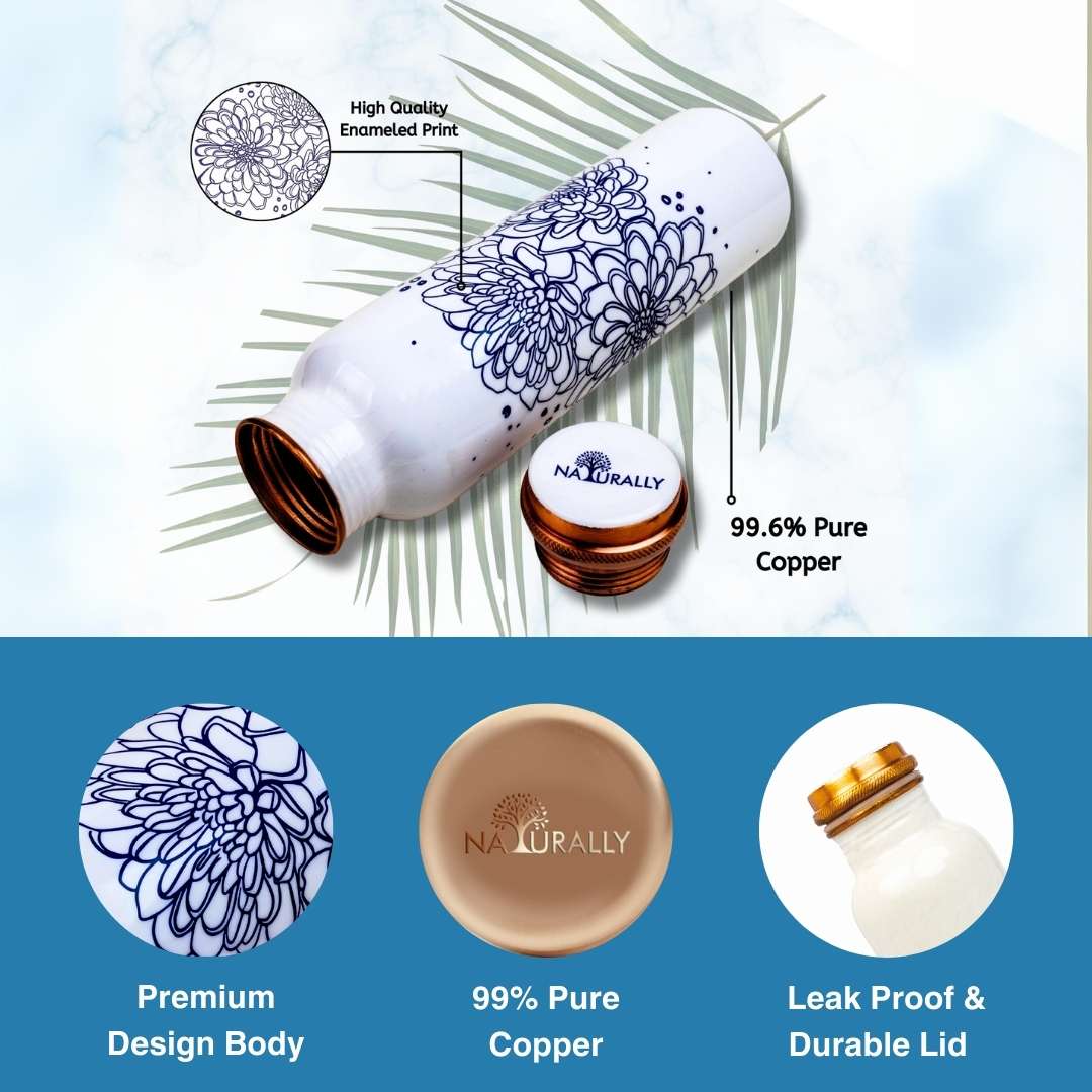 Blue Flower Copper Bottle (950 ml)