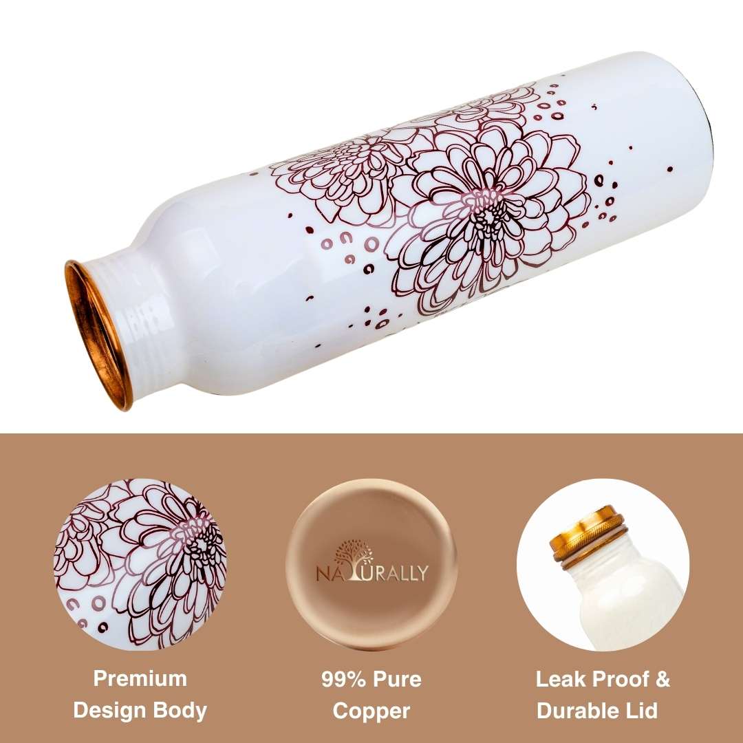 Brown Flower Copper Bottle (950 ml)