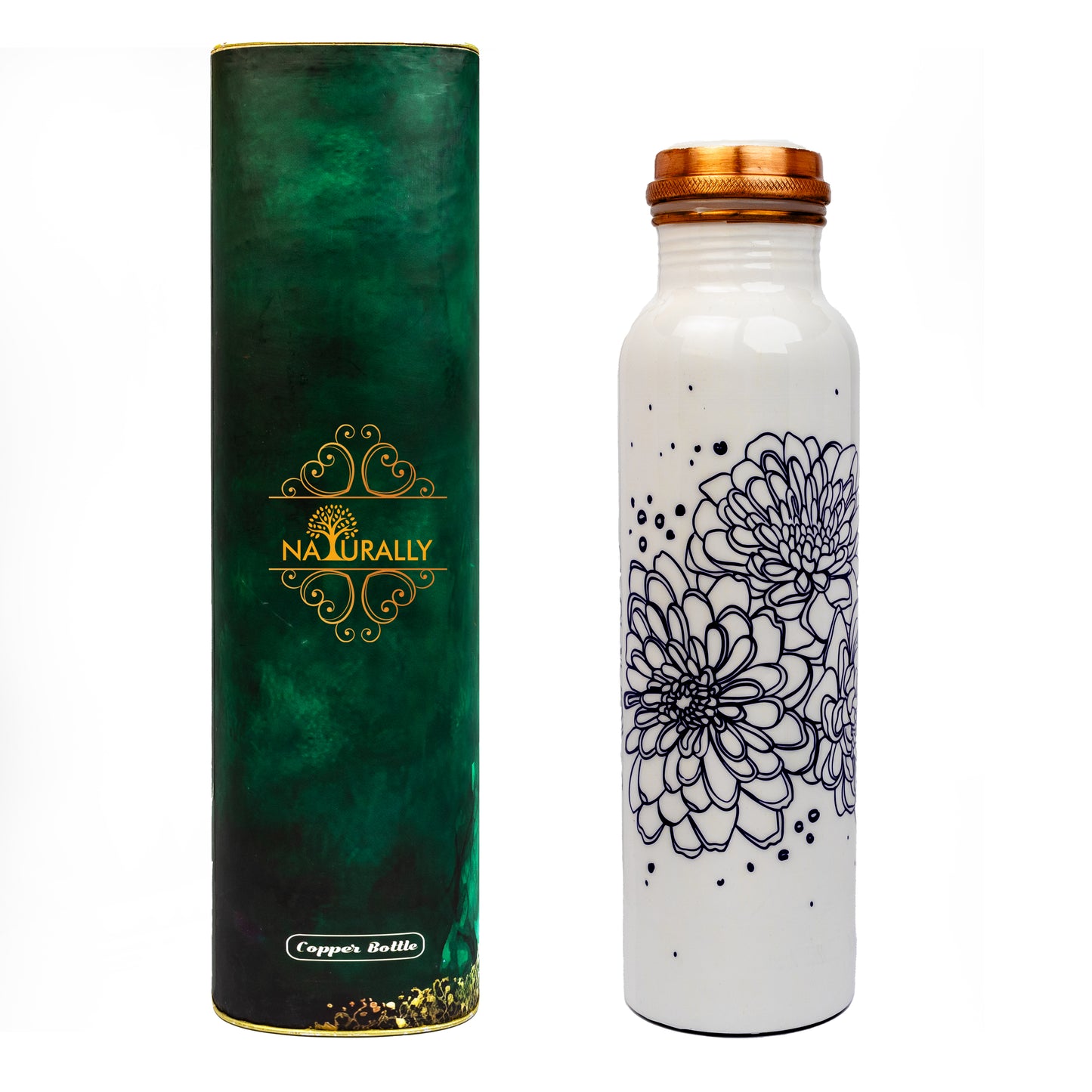 Blue Flower Copper Bottle (950 ml)