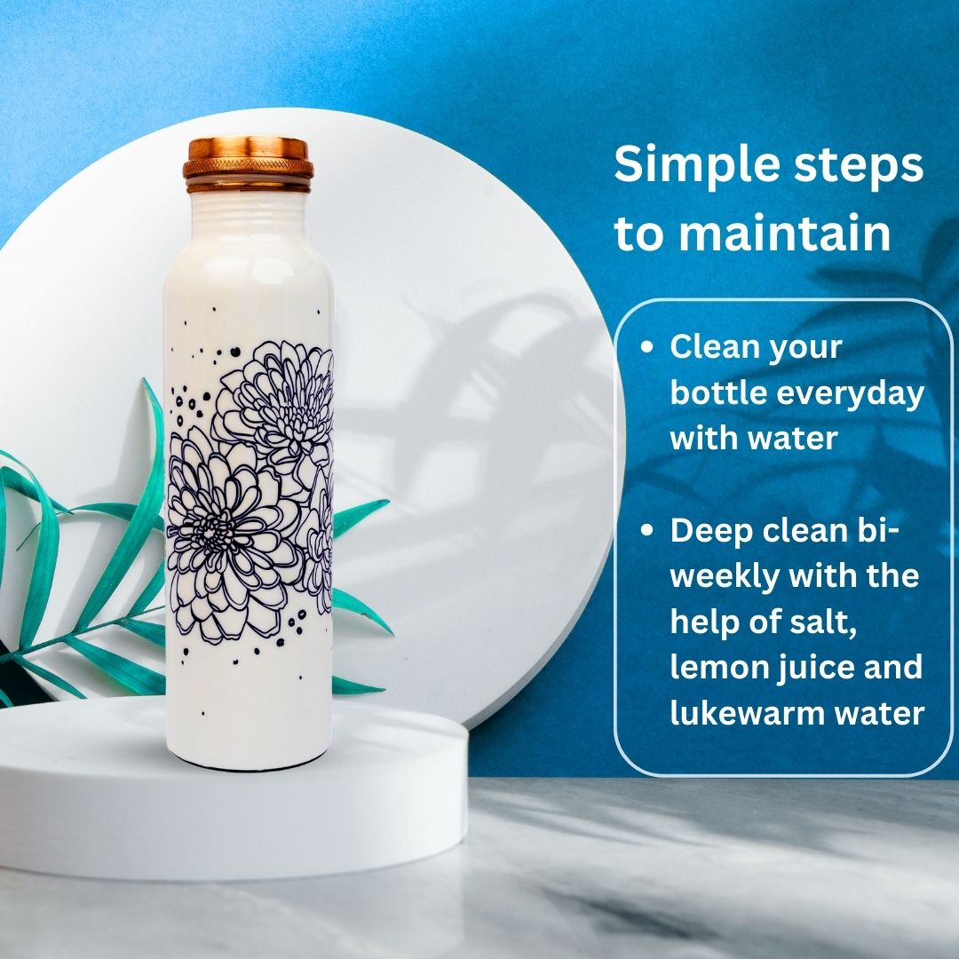 Blue Flower Copper Bottle (950 ml)