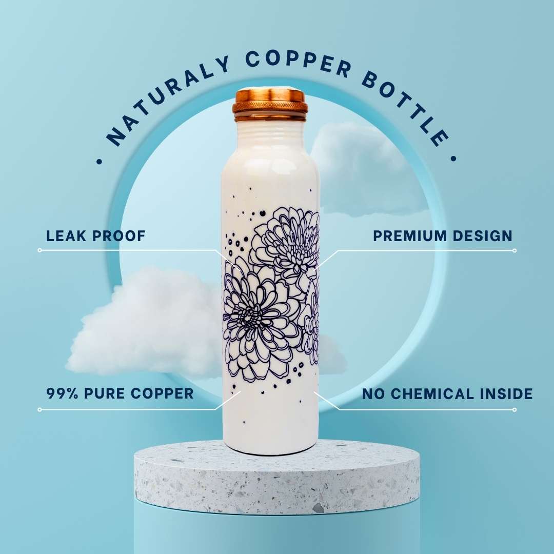 Blue Flower Copper Bottle (950 ml)