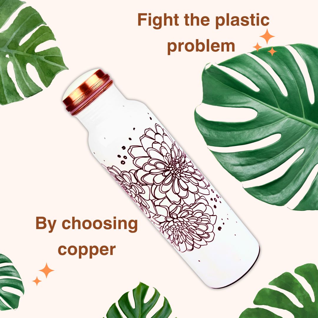 Brown Flower Copper Bottle (950 ml)
