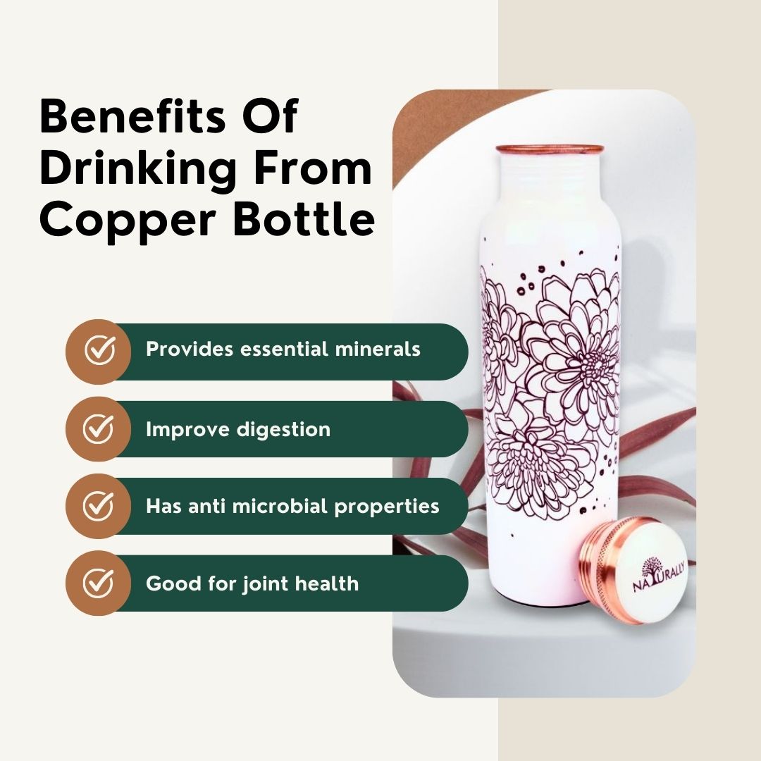 Brown Flower Copper Bottle (950 ml)